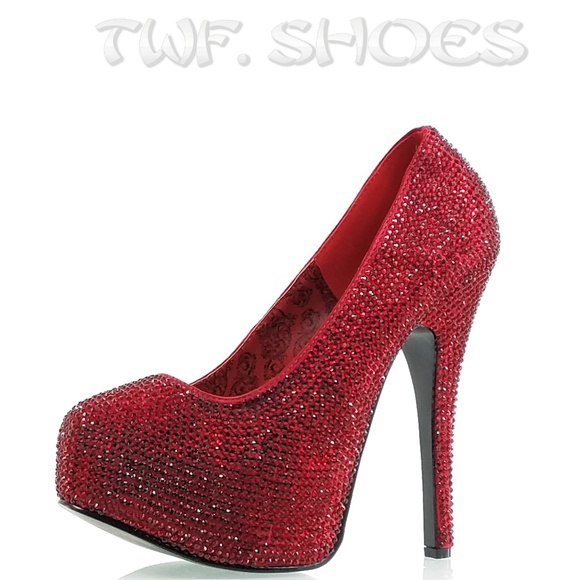 Bordello | Shoes | Ruby Red Rhinestone Platform High Heel Shoes Pump ...